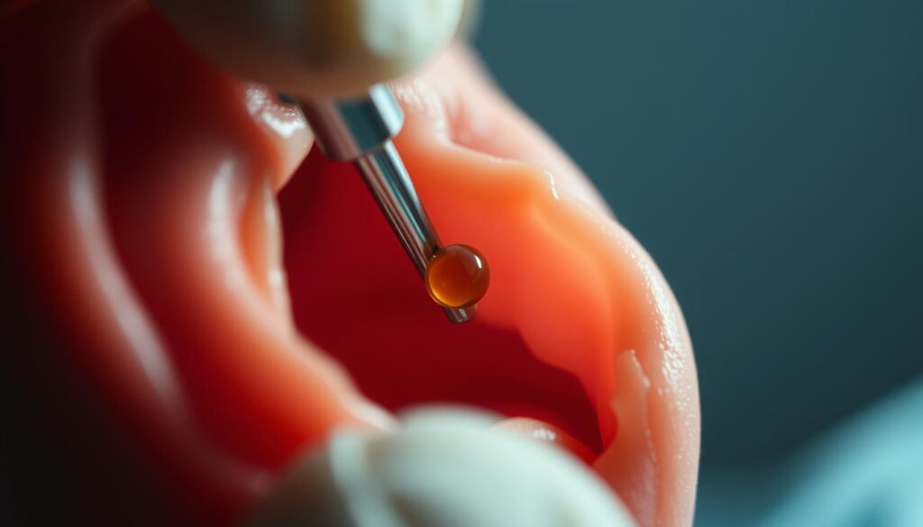 A detailed close-up of a human inner ear, showing the otoconia (ear stones) being repositioned back into their natural resting position in the vestibular system. The image is captured with crisp medical precision using a high-resolution macro lens, with soft, even lighting to highlight the delicate structures. The background is blurred, creating a sense of depth and focus on the central procedure. The overall mood is one of careful medical intervention, with a subdued, clinical atmosphere to convey the subject's seriousness and importance. A detailed close-up of a human inner ear, showing the otoconia (ear stones) being repositioned back into their natural resting position in the vestibular system. The image is captured with crisp medical precision using a high-resolution macro lens, with soft, even lighting to highlight the delicate structures. The background is blurred, creating a sense of depth and focus on the central procedure. The overall mood is one of careful medical intervention, with a subdued, clinical atmosphere to convey the subject's seriousness and importance.