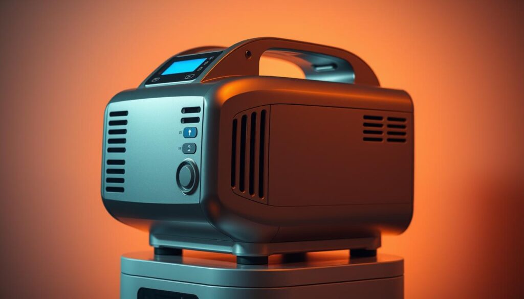 A high-altitude medical-grade iCareCPAP sleep apnea machine, its sleek silver body adorned with intuitive digital controls. Crisp shadows cast by warm ambient lighting, illuminating the device's efficient air intake vents and streamlined design. The machine sits atop a sturdy, modern-looking pedestal, ready to deliver precise, customized air pressure regulation for high-altitude respiratory therapy. Subtle blue indicator lights pulse gently, conveying a sense of advanced, reliable technology. The entire setup exudes an air of clinical professionalism and therapeutic effectiveness, perfectly suited for the specialized needs of high-altitude sleep apnea patients. A high-altitude medical-grade iCareCPAP sleep apnea machine, its sleek silver body adorned with intuitive digital controls. Crisp shadows cast by warm ambient lighting, illuminating the device's efficient air intake vents and streamlined design. The machine sits atop a sturdy, modern-looking pedestal, ready to deliver precise, customized air pressure regulation for high-altitude respiratory therapy. Subtle blue indicator lights pulse gently, conveying a sense of advanced, reliable technology. The entire setup exudes an air of clinical professionalism and therapeutic effectiveness, perfectly suited for the specialized needs of high-altitude sleep apnea patients.
